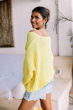 Eye Candy Tunic Sweater In Yellow -Chic Essence 1802063453000 2023021523123600 659a6b6eeye candy tunic sweater in yellow