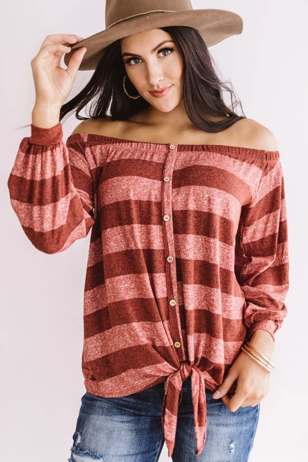 Cute As A Button Off Shoulder Top In Aurora Red 3 Cute As A Button Off Shoulder Top In Aurora Red