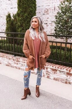 Hot Cocoa Crushing Knit Cardigan In Mocha -Chic Essence 1811017404000 2021011908542500 08a26a29hot cocoa crushing knit cardigan in mocha