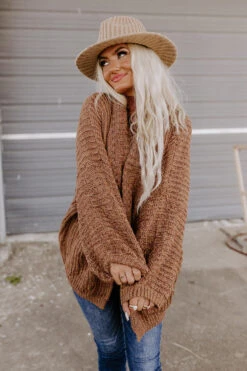 Hot Cocoa Crushing Knit Cardigan In Mocha