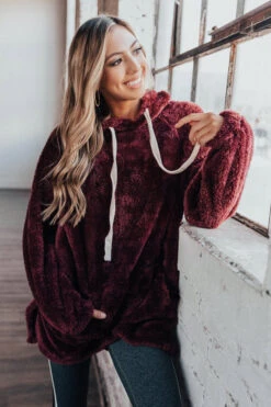 Simply Burr-fection Teddy Hoodie In Windsor Wine