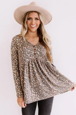 Fame Game Leopard Babydoll Top