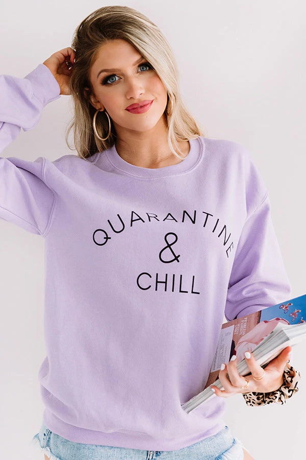 Quarantine And Chill Sweatshirt In Lavender 7 Quarantine And Chill Sweatshirt In Lavender - Image 5