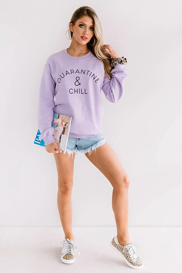 Quarantine And Chill Sweatshirt In Lavender 5 Quarantine And Chill Sweatshirt In Lavender - Image 3