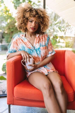 Morning Sunrise Tie Dye Top In Orange