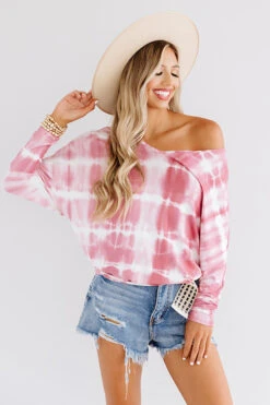 In The Zone Tie Dye Top In Rose