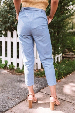 The Celia Chambray High Waist Trousers -Chic Essence 2006299605000 2020080414250900 f11a4682the celia chambray high waist trousers