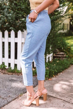 The Celia Chambray High Waist Trousers -Chic Essence 2006299605000 2020080414250900 f45f4092the celia chambray high waist trousers