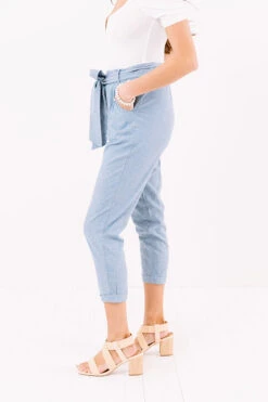 The Celia Chambray High Waist Trousers -Chic Essence 2006299605000 2021030111313600 2ae4c59cthe celia chambray high waist trousers