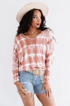 In The Zone Tie Dye Top In Cinnamon -Chic Essence 2006299986000 2020081314324100 7b7629fein the zone tie dye top in cinnamon