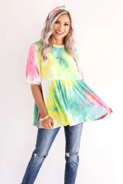 Cheek Kisses Tie Dye Babydoll Top