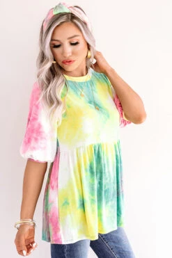 Cheek Kisses Tie Dye Babydoll Top -Chic Essence 2007023862000 2020071714455000 4ea49be4cheek kisses tie dye babydoll top