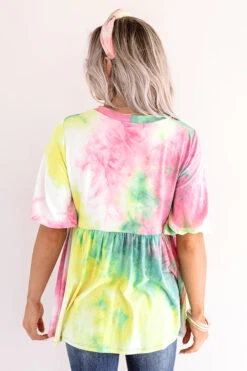 Cheek Kisses Tie Dye Babydoll Top -Chic Essence 2007023862000 2020071714455100 57508d72cheek kisses tie dye babydoll top