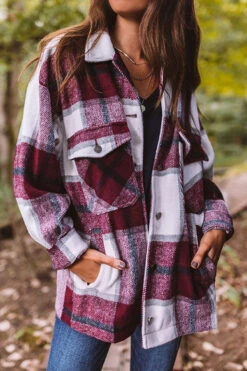 Redwoods Adventure Plaid Jacket In Wine -Chic Essence 2008177581000 2020091416531800 2d8b15bdredwoods adventure plaid jacket in wine