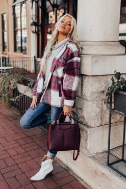 Redwoods Adventure Plaid Jacket In Wine -Chic Essence 2008177581000 2021120713070300 a0d3d9c2redwoods adventure plaid jacket in wine