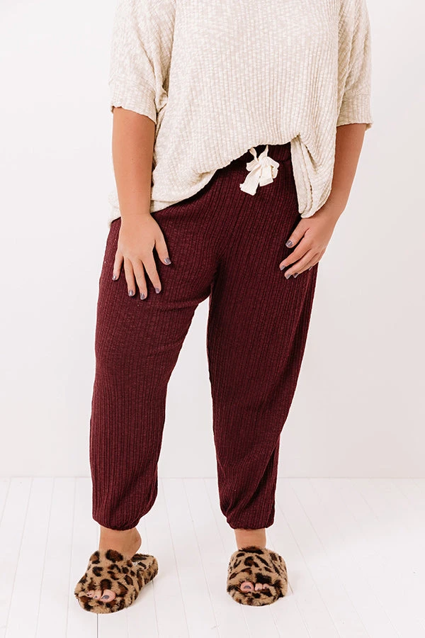 Cozy A La Mode Knit Joggers In Maroon Curves 4 Cozy A La Mode Knit Joggers In Maroon Curves - Image 2