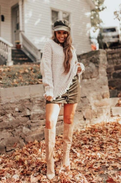 Latte Meet Up Distressed Sweater In Ivory -Chic Essence 2010144241000 2020102914300400 67bac8adnewproduct