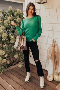 Front Page 14 European Holiday Sweater Top In Emerald