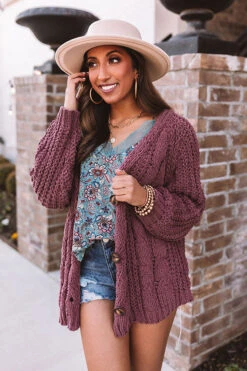 Forevermore Knit Cardigan In Vineyard Grape