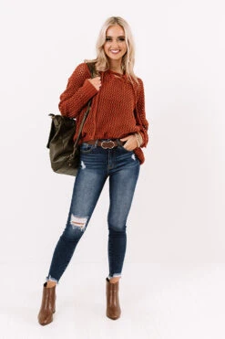 LA Influencer Knit Hoodie In Rust -Chic Essence 2011034883000 2020111716502800 3beee8dfnewproduct