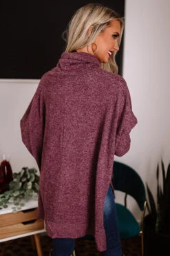 Senorita Snuggles Shift Sweater In Royal Plum -Chic Essence 2011111450000 2020120809583600 ade0300esenorita snuggles shift sweater in royal plum