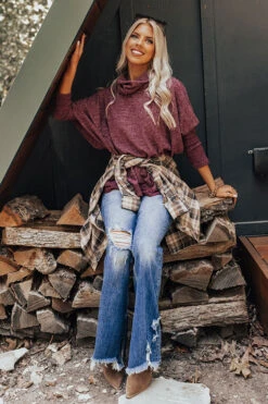 Senorita Snuggles Shift Sweater In Royal Plum -Chic Essence 2011111450000 2022100707564900 fada35edsenorita snuggles shift sweater in royal plum