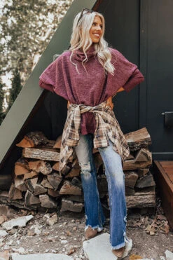 Senorita Snuggles Shift Sweater In Royal Plum