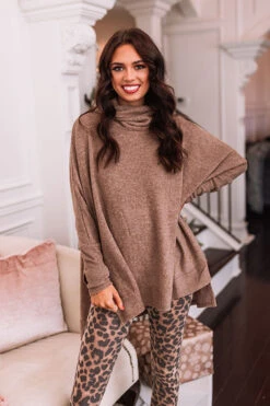 Senorita Snuggles Shift Sweater In Mocha -Chic Essence 2011115996000 2020113010405400 ca94faffsenorita snuggles shift sweater in mocha