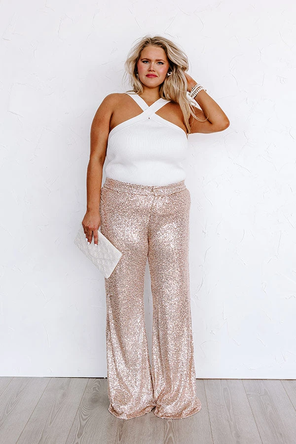 Dainty Glam Sequin High Waist Flare In Gold Curves 3 Dainty Glam Sequin High Waist Flare In Gold Curves