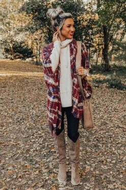 Chic Checklist Plaid Poncho In Aurora Red -Chic Essence 2011235063000 2022110408015200 d8ffb961chic checklist plaid poncho in aurora red