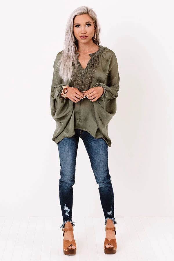 Brilliantly Beaming Beaded Top In Olive 3 Brilliantly Beaming Beaded Top In Olive