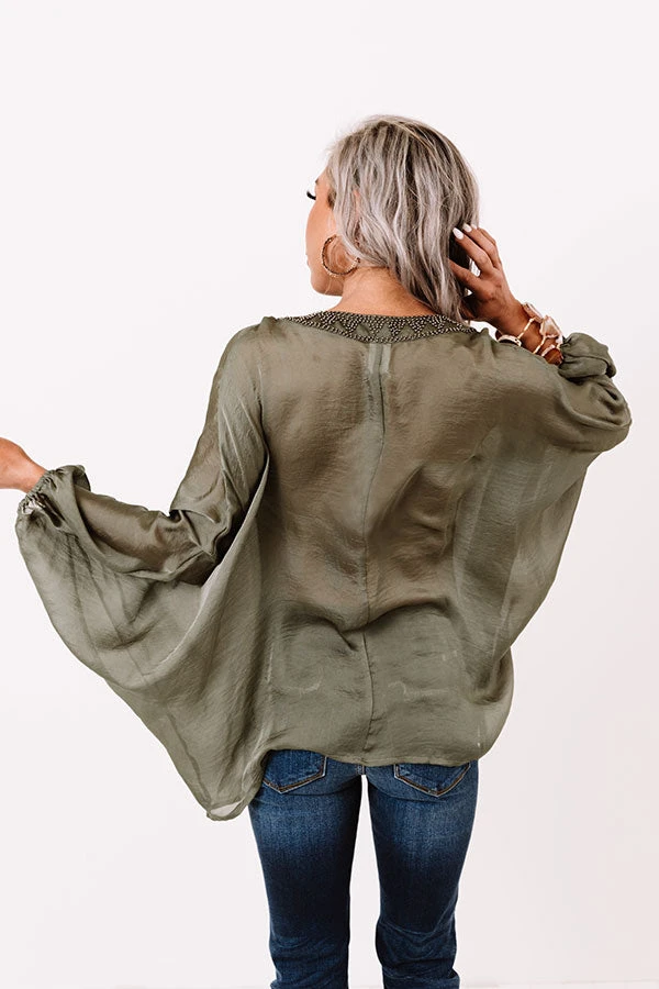 Brilliantly Beaming Beaded Top In Olive 6 Brilliantly Beaming Beaded Top In Olive - Image 4