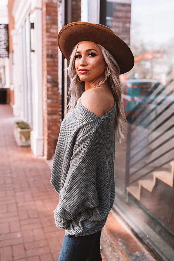 Easily Enchanted Waffle Knit Top In Dark Teal 6 Easily Enchanted Waffle Knit Top In Dark Teal - Image 4