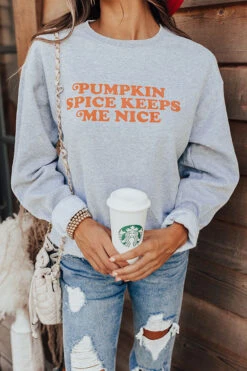 Pumpkin Spice Keeps Me Nice Sweatshirt -Chic Essence 2107288607000 2021081215503600 f4ae4ce5pumpkin spice keeps me nice sweatshirt
