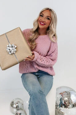 Early Dusk Cable Knit Sweater In Violet