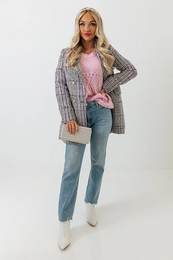 Early Dusk Cable Knit Sweater In Violet 4 Early Dusk Cable Knit Sweater In Violet - Image 2