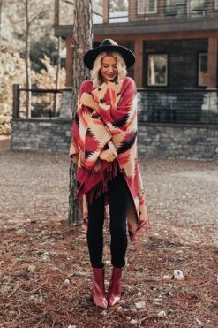 Escape To The Mountains Poncho In Red -Chic Essence 2108252970000 2021093009181500 a08d3d57escape to the mountains poncho in red