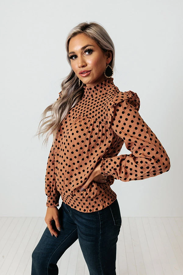 Espresso In Italy Polka Dot Top In Camel 6 Espresso In Italy Polka Dot Top In Camel - Image 4