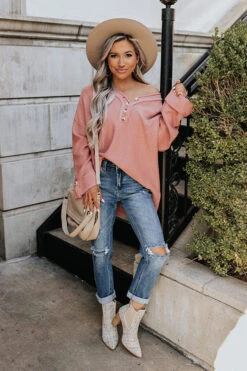 Autumn Affair Knit Sweater In Blush