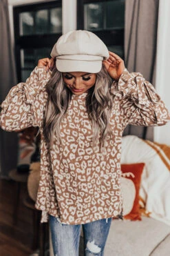 Front Page 26 Pumpkin Patch Please Leopard Shift Top In Light Mocha