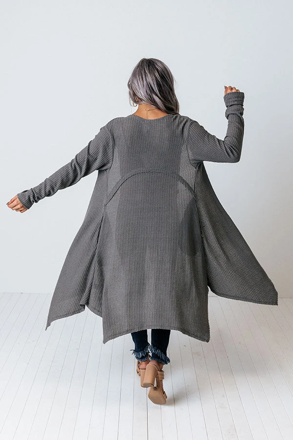 Coolest Feeling Waffle Knit Cardigan In Dark Grey 7 Coolest Feeling Waffle Knit Cardigan In Dark Grey - Image 5