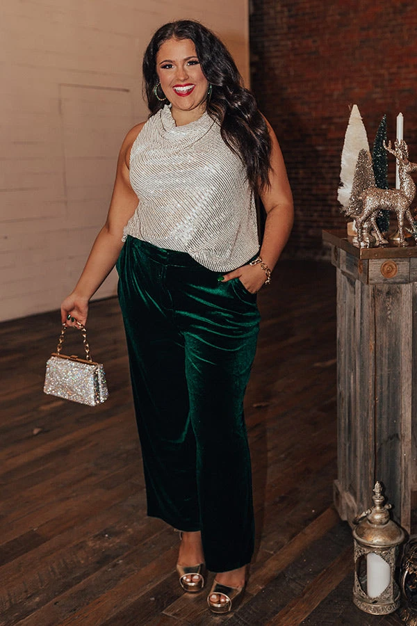 Fine And Divine Velvet Pants In Hunter Green Curves 7 Fine And Divine Velvet Pants In Hunter Green Curves - Image 5