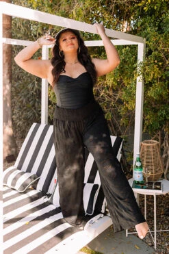 Boat Weekend High Waist Lace Pants In Black Curves -Chic Essence 2201317071000 2022021515284900 1345dc4emeritt express sample 5 plus