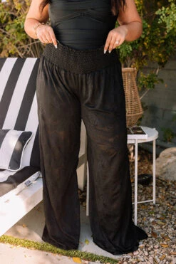 Boat Weekend High Waist Lace Pants In Black Curves