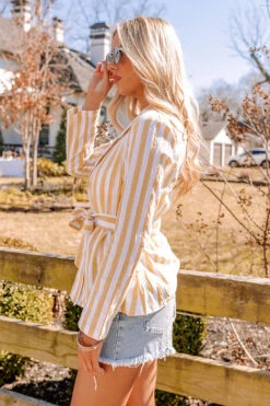 Hamptons Forever Stripe Blazer In Yellow -Chic Essence 2202283053000 2022031415191600 52d67069hamptons forever stripe blazer in yellow