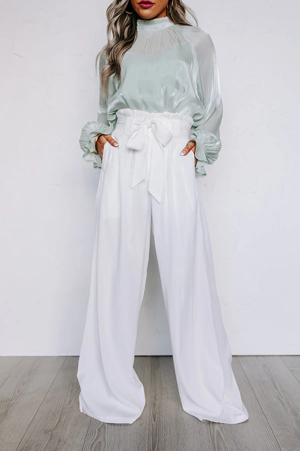 Hazelle High Waist Trousers In White 3 Hazelle High Waist Trousers In White