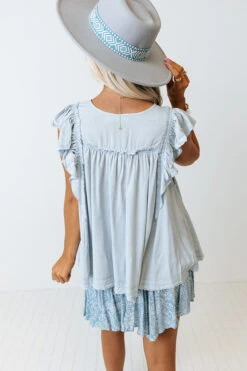 Covered In Sunshine Shift Top In Sky Blue 11 Covered In Sunshine Shift Top In Sky Blue -Chic Essence 2205064609000 2022052607214900 4ad0edb4covered in sunshine shift top in sky blue