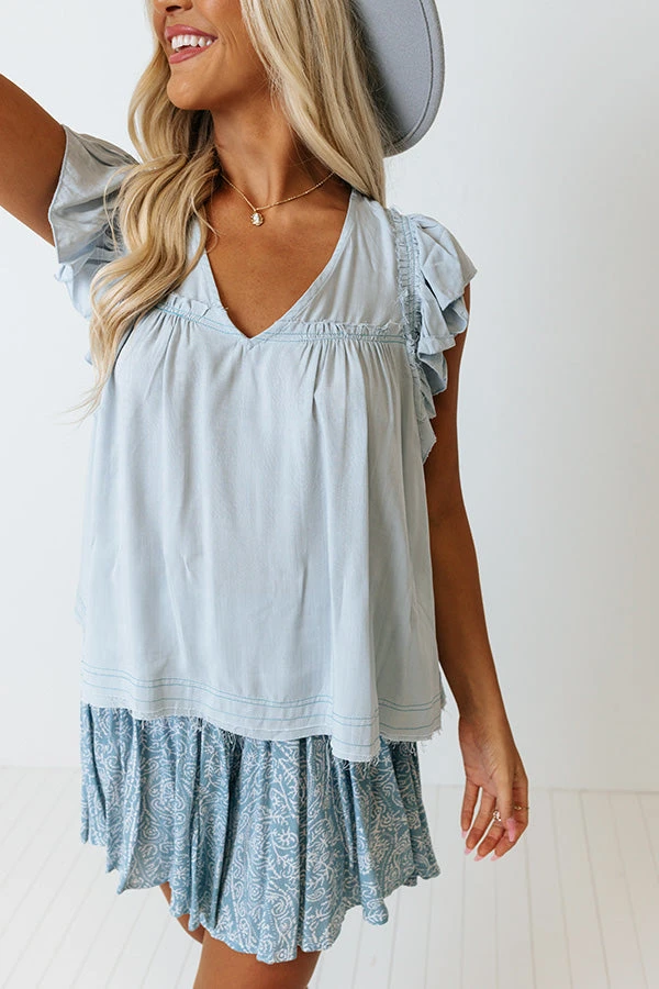 Covered In Sunshine Shift Top In Sky Blue 6 Covered In Sunshine Shift Top In Sky Blue - Image 4