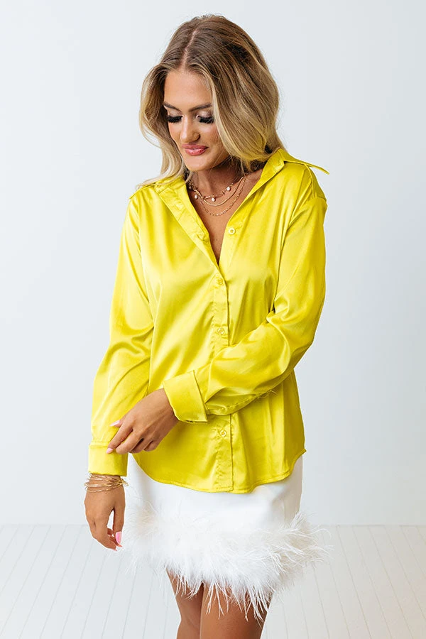 Plan For Success Satin Button Up In Neon Yellow 6 Plan For Success Satin Button Up In Neon Yellow - Image 4