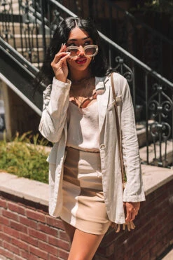 Round Trip Ticket Linen-Blend Blazer In Light Beige -Chic Essence 2205209159000 2022071415141600 08fe4a15round trip ticket linen blend blazer in light beige